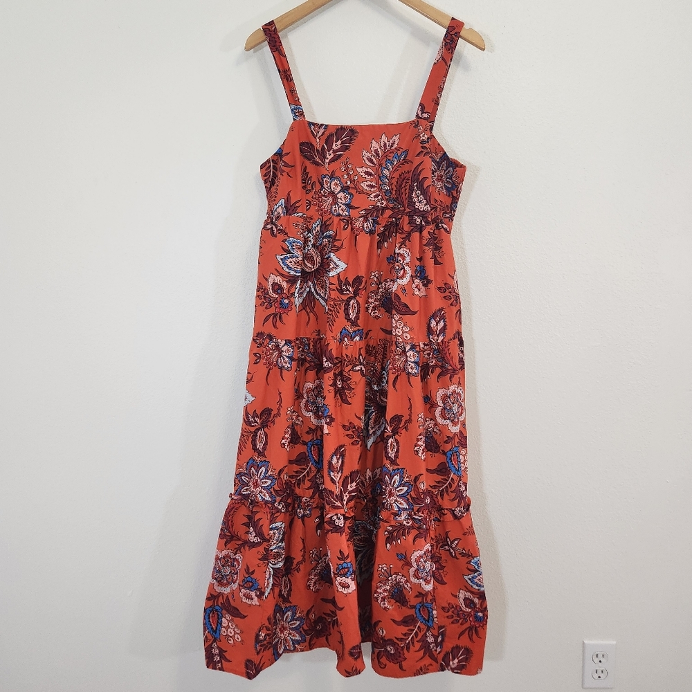 Rhode For Target Dress Womens Large Floral Tropical Ruffle Smocked Tiered Midi
